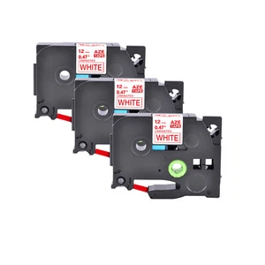 3PK for Brother P-Touch PT-D210 TZe-232 TZ-232 Red on White Label Tape 12mm - Imagen 1 de 21