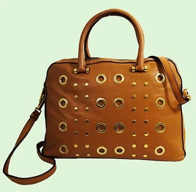 MILLY KENT Caramel Leather Satchel Shoulder Bag Msrp $465.00 * REDUCED 70% OFF * - Image 1 of 4