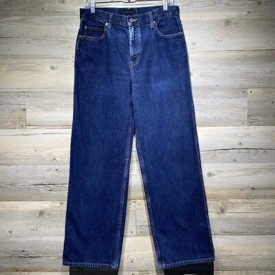 Pantalones de mezclilla rectos de pierna ancha Uniqlo para mujer 27 W30 L30 azul tiro alto 100 % algodón Foto 1 de 4