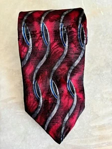 LOUIS ROTH TIE DARK RED, GRAY & BLACK  Gold And Blue 100% Silk - Picture 1 of 9