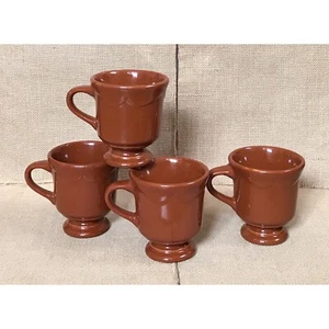 Vintage Syracuse China Brown Pedestal Mugs Restaurant Ware Cottage Goblin Core - Picture 1 of 11