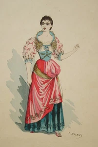 GRAVURE MODE COSTUME AU THEATRE EUGENE MESPLES LUCIE MARTY R372 - Picture 1 of 1