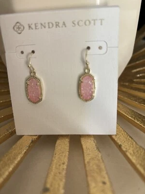 Kendra Scott Lee Gold Drop Earrings Pink Mulberry Druzy - Image 1 of 4