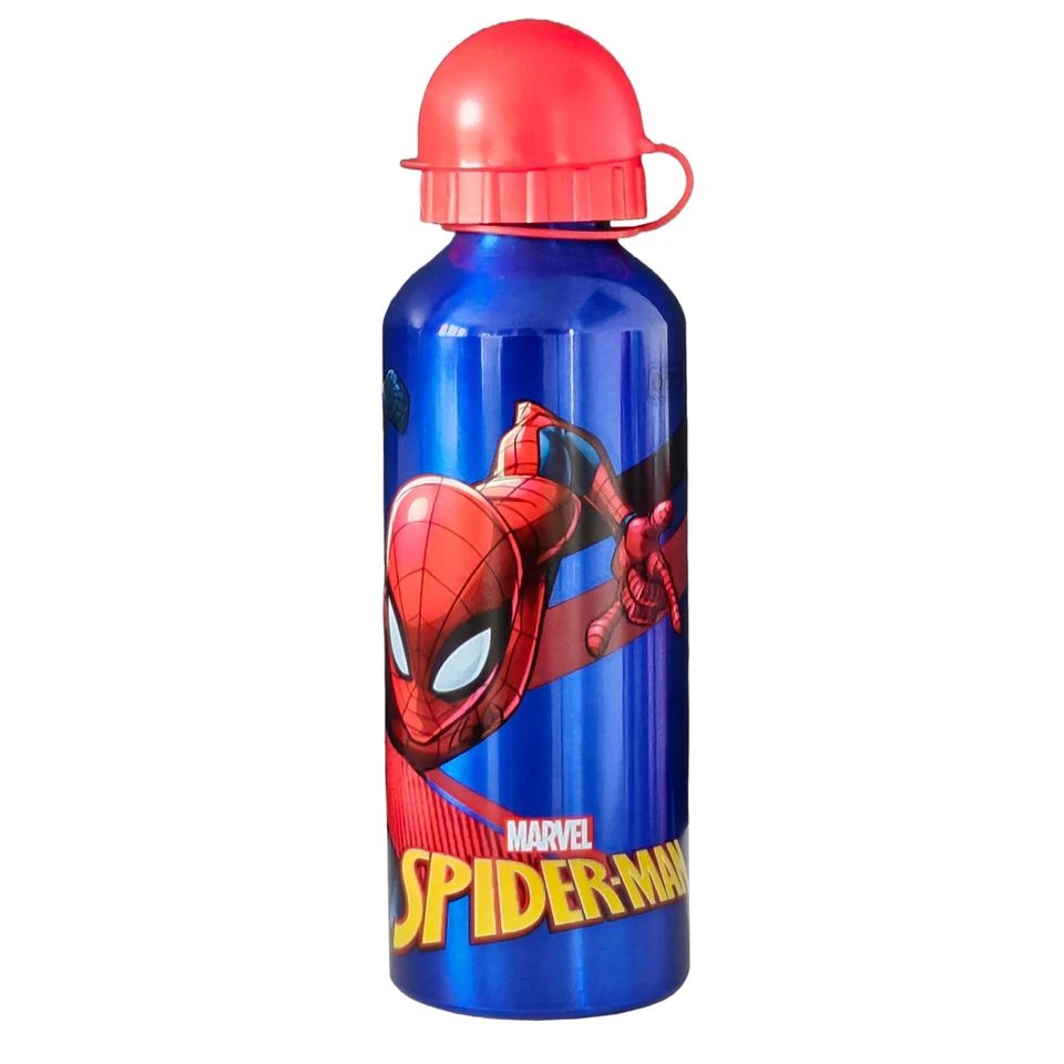 Spider-Man Aluminium Bottle Water Drinks Children Back to School Blue - Image 1 of 3