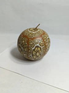 Vintage Kugelkerze nie gebrannt braun & hellbraun Blumen - Bild 1 von 5