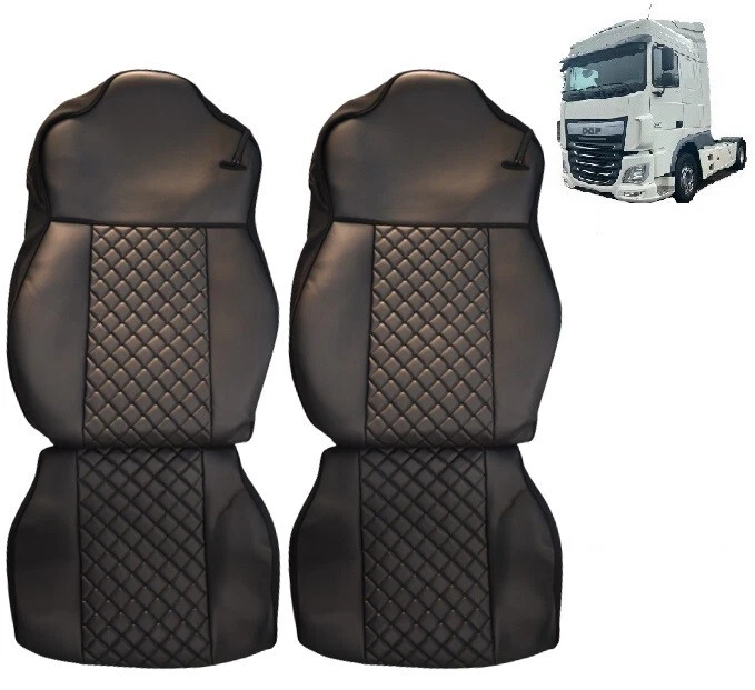 2 Teile Schwarz Sitzbezüge Kunstleder für DAF XF 105 2010-2015 Jahr Trucks - Bild 1 von 1