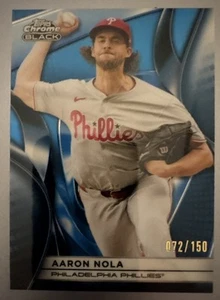 2025 Topps Chrome Black Blue Refractor Philadelphia Phillies Aaron Nola 72/150 - Bild 1 von 2