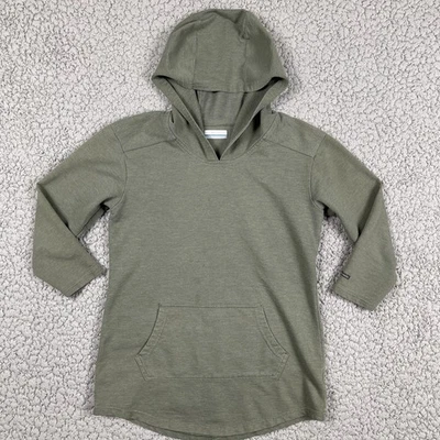 Moletom com capuz Columbia manga 3/4 feminino pequeno verde leve bolso frontal - Imagem 1 de 4