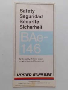 SAFETY CARD UNITED EXPRESS BAE 146 OPERATED BY AIR WISCONSIN - Picture 1 of 1