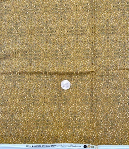 #7774 MAYWOOD STUDIO by Maywood Studio - Scrolls on Mustard Gold Background 1 yd - Picture 1 of 1
