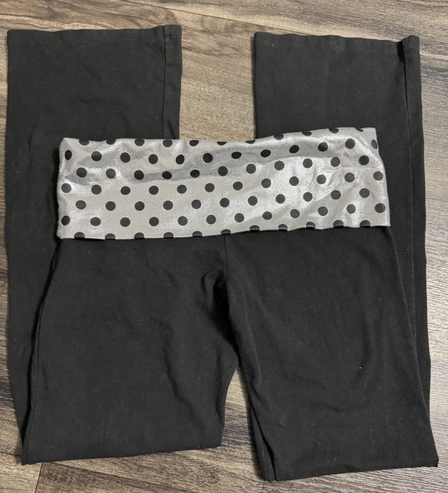 Pantalones de Yoga Victoria's Secret ROSA Plegables Acampanados Plateados Y2K Lunares Grandes Foto 1 de 3