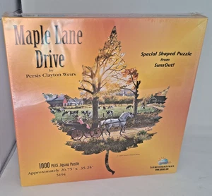 SunsOut Persis Clayton Weirs 1000~Pc Jigsaw Puzzle MAPLE LANE DRIVE Leaf~Shaped - Picture 1 of 4