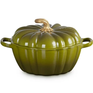 le creuset Halloween Signature Pumpkin Cocotte 24cm Olive Green Gold Knob Japan - Picture 1 of 24