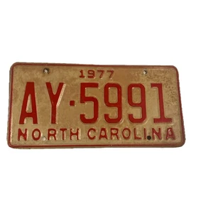 Vintage 1977 Nrth Carolina License Plate AY-5991 - Picture 1 of 2