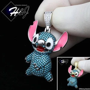925 STERLING SILBER VOLL BLAU CZ VERGOLDET/SILBER 3D LILO STITCH ANHÄNGER*SP532 - Bild 1 von 9