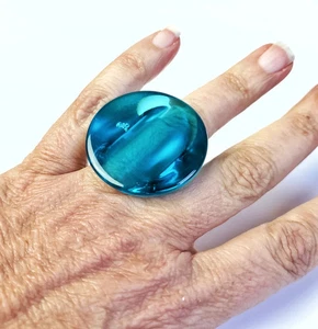 Sobral Classicos Agnes Transparent Aqua Blue Artist Made Ring Size 7 - Picture 1 of 7