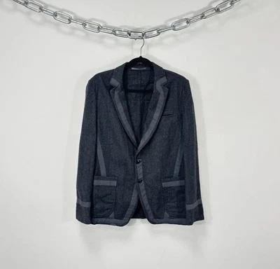 Dries Van Noten Men’s Structured Gray Contrast Trim Wool Blend Blazer Jacket M - Image 1 of 4