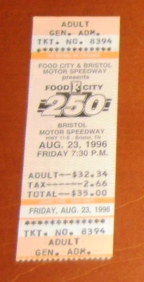 1996 Bristol Motor Speedway Food City 250 Ticket Stub - Image 1 of 2