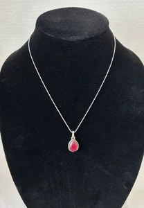 Sterling Silber natürlicher Rubin Träne Anhänger Halskette 18" Camilla Kette - Bild 1 von 4