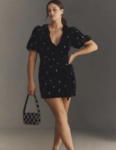 Maeve Anthropologie Short Sleeve V-neck Embellished Dress  - Picture 1 of 3