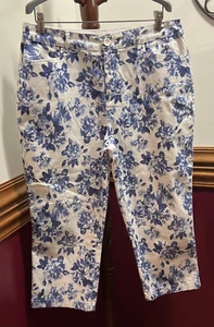 Crowft And Barrow Mujer Capri Clásico Elastizado Azul Blanco Floral Bolsillos Talla 12 - Imagen 1 de 5