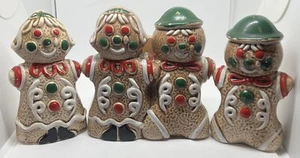 Vintage Set Gingerbread Man Woman Collection Salt Pepper Napkin Holder Christmas - Picture 1 of 12