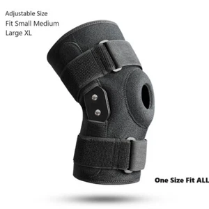 Hinged Knee Brace Compression Sleeve Joint Support Open Patella Stabilizer Wrap - Picture 1 of 2
