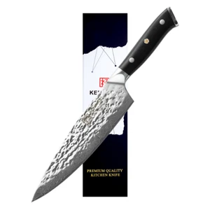 Cuchillo de Chef Keemake Acero Damasco 8 pulgadas Afilado Culinario Cuchillo de Cocina Cubiertos - Imagen 1 de 12