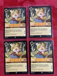 4x Disney Lorcana Floodborn: Happy, Good Natured 11/204 x4 Pull to Sleeve Mint - Picture 1 of 7