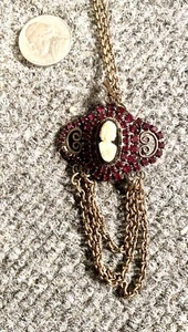 Vintage frühe signierte HOBE Rose & Amethyst Glas hinten offen Girlande Stil Halskette - Bild 1 von 7