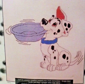 "HUNGRY PUP" Cross Stitch Kit 101 Dalmations-Disney-14 ct. 7 1/8" x 8 7/8"-NEW - Picture 1 of 3