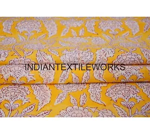 5 TO 25 Yard Hand Block Flower Print Indian Cotton Fabric Pant Material - Picture 1 of 6