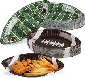 50 Pieces Football Serving Trays 11.5 Inch Football Party Oval Paper Plates Foot - Picture 1 of 12