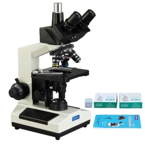 40X-2000X Laboratory Trinocular LED Microscope+Blank Slides+Covers+Lens Paper - Picture 1 of 9