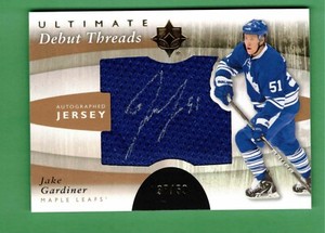 2011-12 UPPER DECK ULTIMATE COLLECTION JAKE GARDINER AUTO JERSEY ROOKIE RC 37/50