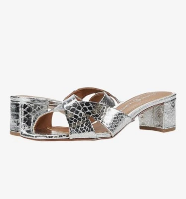 🆕 Luna Silver Metallic Python Block Slip On Tacones Talla 6.5 Nuevo con Etiquetas por Chinese Laundry Foto 1 de 4