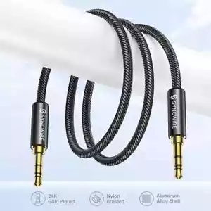 Syncwire 3.5mm stereo jack Male Audio Aux Cable lead 2X Premium Braided 1m/3.3ft - Picture 1 of 11