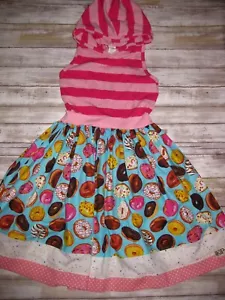 NWOT KPea Original Girls size 12 Donut Doughnut Woven Racer Back Hooded Dress - Picture 1 of 5