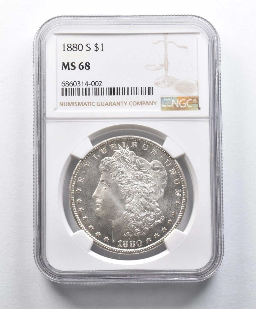 Uncirculated Silver MS 68 Graded Morgan Dollars 1878-1921 for sale
