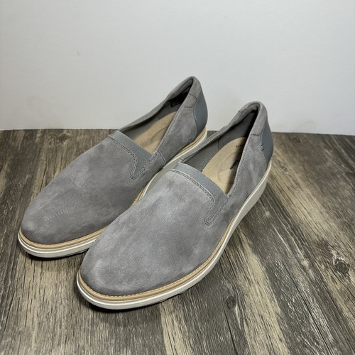 Mocassini scarpe scamosciate grigie Collection By Clarks taglia 10 Sharon Dolly slip on
