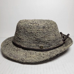 Goorin Bros Bucket Hat Cloche Women Size Small 100% Straw Leather Bow Detail - Picture 1 of 6