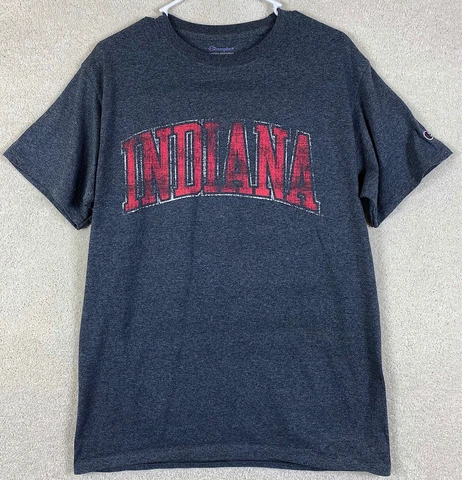 Indiana Hoosiers M Gray Shirt NCAA Champion Brand Size Medium Short Sleeve Shirt Cover