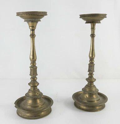 Candelabros chinos antiguos inusuales de bronce del sudeste asiático indio Paktong Foto 1 de 4