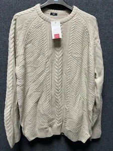 Cable Knit Wool Blend Crew Neck Jumper Cream XL TD023 NN 01 - Picture 1 of 3