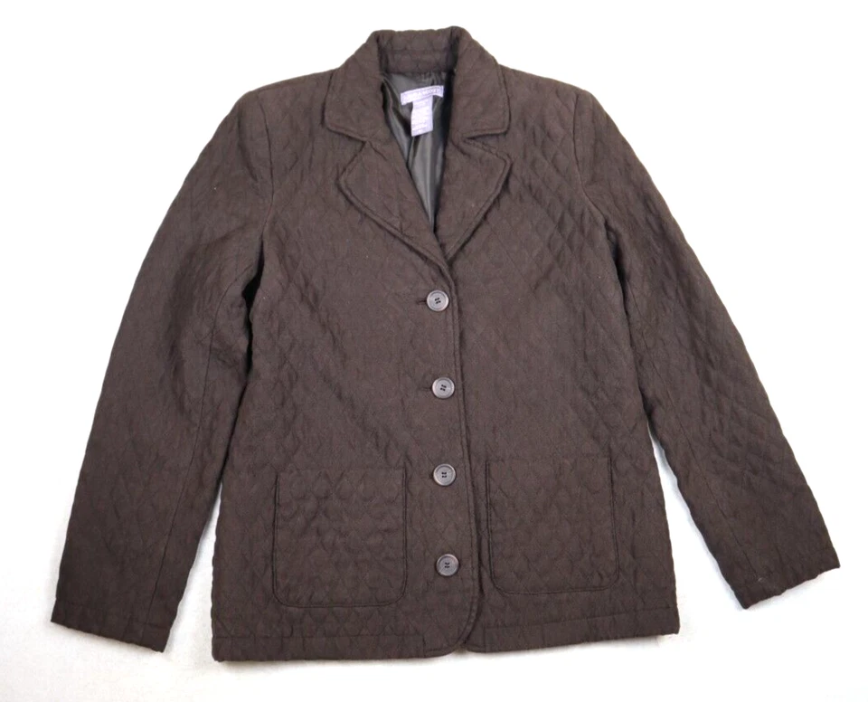 LAURA SCOTT - WOMEN'S BROWN SOFT QUILTED MICROFIBER JACKET - SIZE S - Image 1 of 4