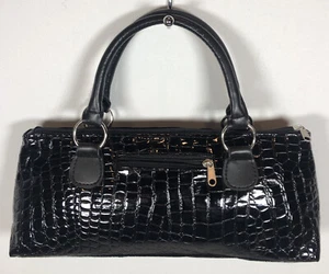 Wine Bottle Insulated with Opener Black Faux Croc Embossed Purse - Picture 1 of 9