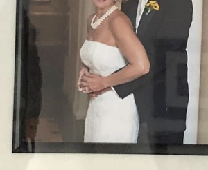 Gebrauchtes David’s Bridal GALINA A-Linien Kleid trägerlos Brautkleid elfenbein Größe 8 - Bild 1 von 8