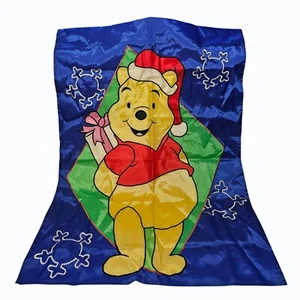 Vintage 1997 Disney Winnie The Pooh Santa Christmas Holiday Garden Yard Flag - Picture 1 of 6