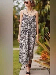 Anthropologie Strappy Midi dress boho oversized leopard beach sz M - Picture 1 of 9
