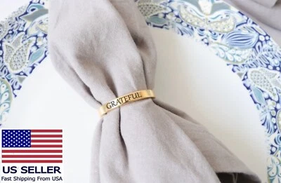 Set of Custom engraved metal napkin rings personalized round gold silver name  Foto 1 de 4